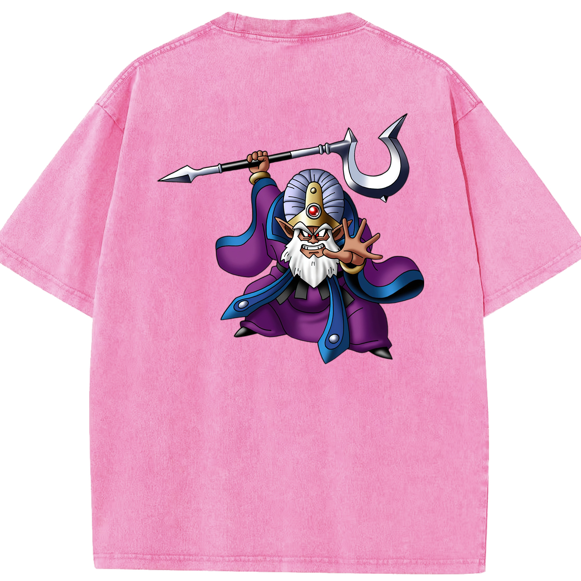 （画像用） ドラゴンクエスト Doragon Kuesuto Dragon Quest 綿100% ヴィンテージ風 半袖Tシャツ（背面プリント）